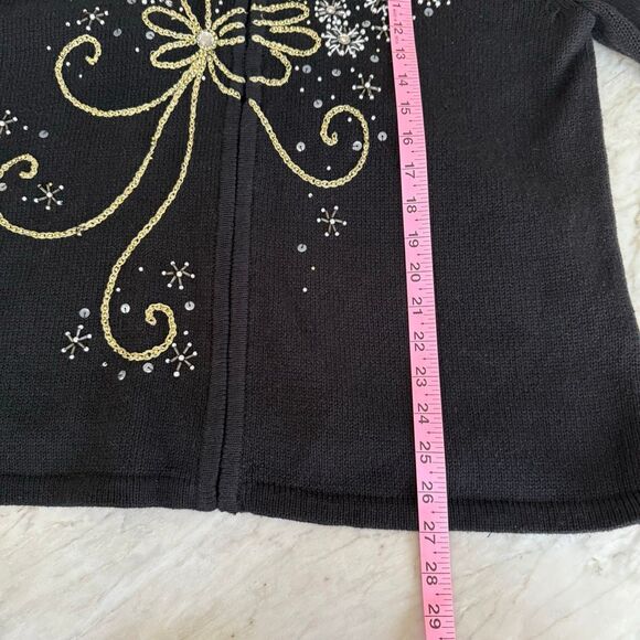 Kim Rogers vintage ramie/cotton Christmas beaded cardigan sweater size XL - Picture 6 of 6